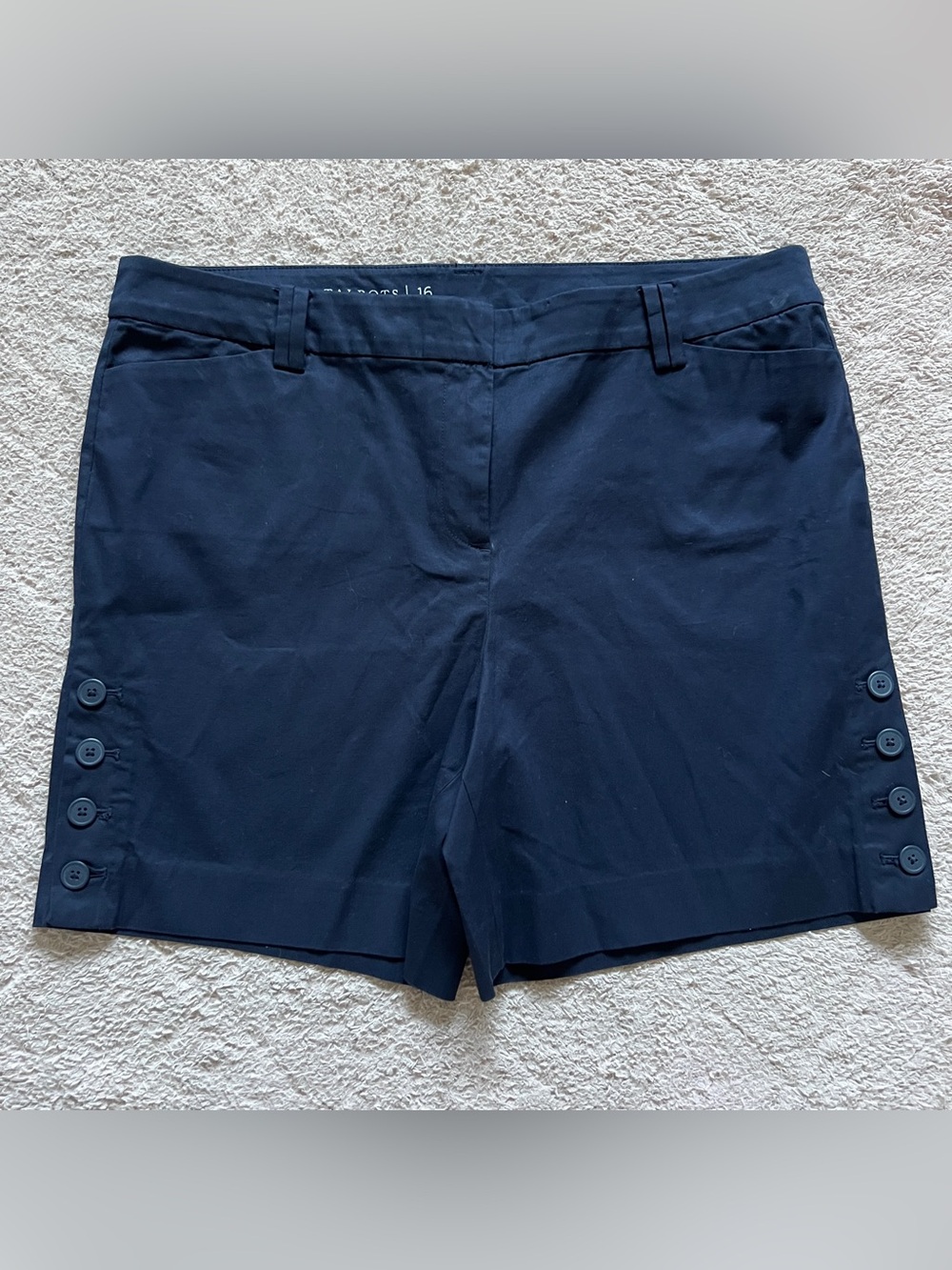 NWOT Talbots High Rise Button Hem Bermuda Shorts Preppy Old Money Coastal Sz 16